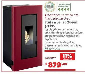 Bricocenter Stufa A Pellet Queen 9,7 KW offerta
