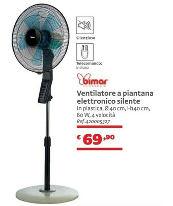 Bricocenter Bimar Ventilatore A Piantana Elettronico Silente In Plastica offerta