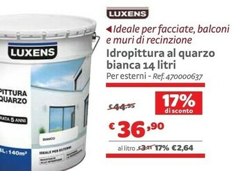 Bricocenter Luxens Idropittura Al Quarzo Bianca offerta