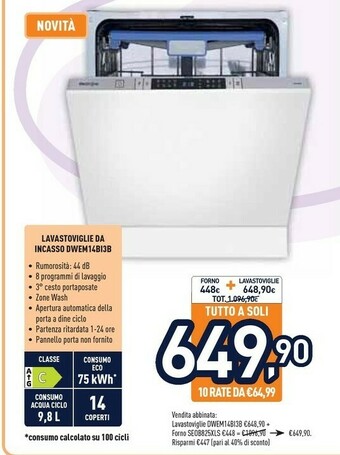 Unieuro Electroline DWEM14BI3B offerta