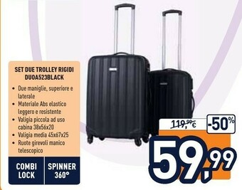 Unieuro Spinner Set Due Trolley Rigidi DUOA523BLACK offerta