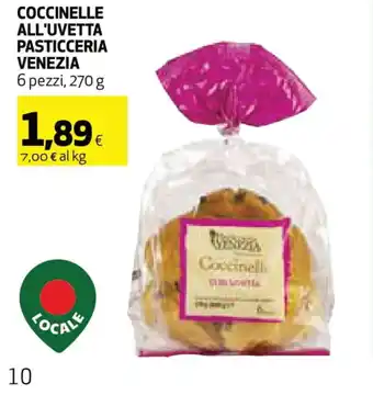Coop Venezia Coccinelle All'Uvetta Pasticceria 6 pezzi, 270 g offerta