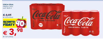 Esselunga Coca Cola classica o zero, conf. 8x33 cl offerta