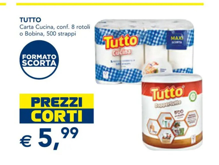 Tutto Asciugatutto Bobina Dappertutto - Carta Multiuso Extra Assorbente, 1 Rotolo Da 500 Strappi - Ideale Per Legno E Metallo, Made In Italy