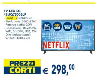 Esselunga LG TV Led 43UQ75006LF 43" 4K UHD offerta