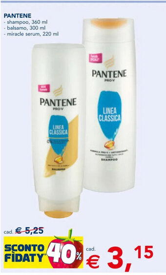 Esselunga Pantene Shampoo, 360 ml , balsamo, 300 ml, miracle serum, 220 ml offerta
