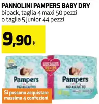 Pampers Baby Dry Pannolini 4 maxi 50 pezzi o 5 junior 44 pezzi