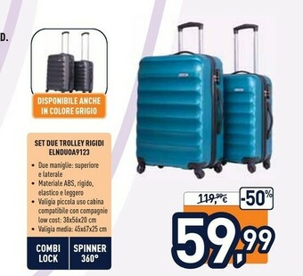 Unieuro Set Due Trolley Rigidi ELNDUOA9123 offerta