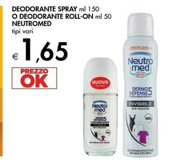 Bennet Neutro Med Deodorante Spray 150 Ml O Deodorante Roll On 50 Ml offerta