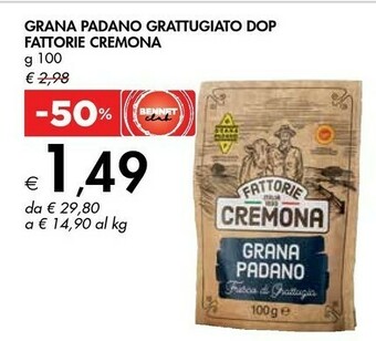 Bennet Fattorie Cremona Grana Padano Grattugiato Dop offerta