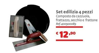 Set Edilizia 4 Pezzi Cazzuola Frattazzo Secchio E Frattone