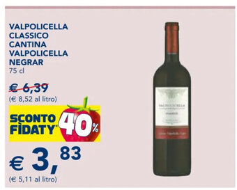 Esselunga Valpolicella Classico Cantina Valpolicella Negrar 75 cl offerta