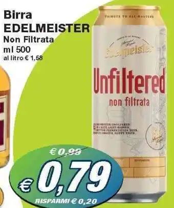 Prix Quality Edelmeister Unfiltered Birra 500 ml offerta