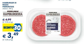 Esselunga Hamburger di Razza Piemontese Classico 250 g offerta