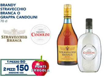 Esselunga Brandy Stravecchio Branca o Grappa Candolini 70 cl offerta