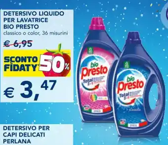 Esselunga Bio Presto Detersivo Liquido Per Lavatrice Classico o Color 36 Misurini offerta