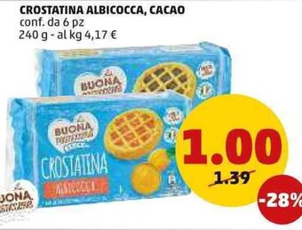 PENNY Crostatina Albicocca, Cacao Conf. da 6 pz 240 g offerta