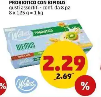 PENNY Welless Probiotico Con Bifidus Gusti Assortiti - Conf. da 8 pz 8 x 125 g = 1 kg offerta