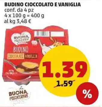PENNY Budino Cioccolato E Vaniglia Conf. da 4 pz 4 x100 g = 400 g offerta