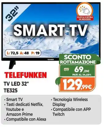 Expert Telefunken TV Led 32" TE325 offerta