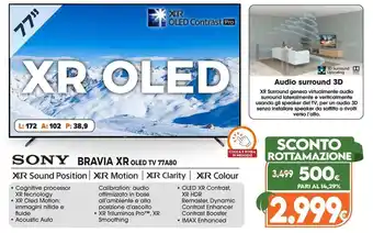 Expert Sony Bravia XR OLED TV 77A80 77" offerta
