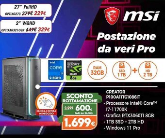 Expert MSi Creator P100A11TG1086IT offerta