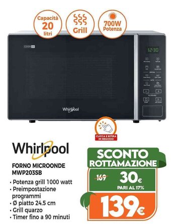 Expert Whirlpool Forno Microonde MWP203SB offerta