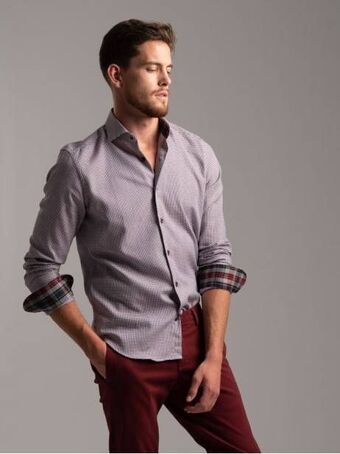 Invidia Camicia uomo disegno pied de puole in tessuto twill offerta