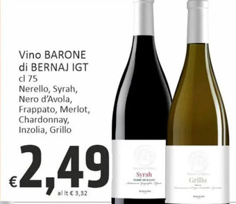 Paghi Poco Vino Barone di Bernaj IGT cl 75 offerta