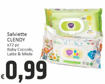 Clendy Salviette x72 pz Baby Coccole, Latte & Miele