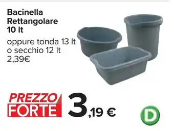 Bacinella Rettangolare 10 lt