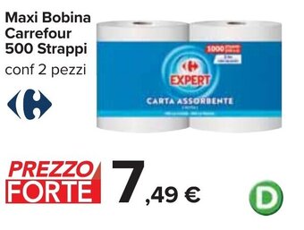 Carrefour Carrefour Maxi Bobina 500 Strappi Conf 2 Pezzi offerta