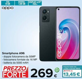 Carrefour Oppo Smartphone A96 offerta