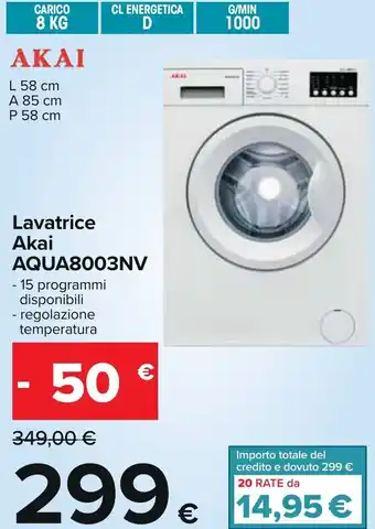 Carrefour Akai Lavatrice AQUA8003NV offerta