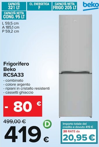Carrefour Beko Frigorifero RCSA33 offerta