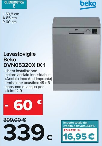 Carrefour Beko Lavastoviglie DVN05320X IX 1 offerta