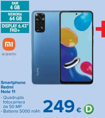 Carrefour Xiaomi Redmi Note 11 Smartphone offerta