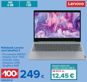 Carrefour Lenovo Notebook mod IdeaPad 3 offerta
