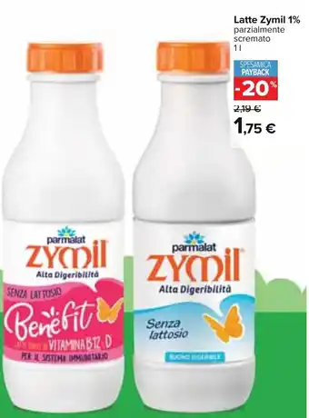 Carrefour Parmalat Zymil Latte 1% Parzialmente Scremato 1 l offerta