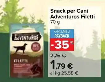 Carrefour Purina Adventuros Filetti Snack per Cani 70 g offerta