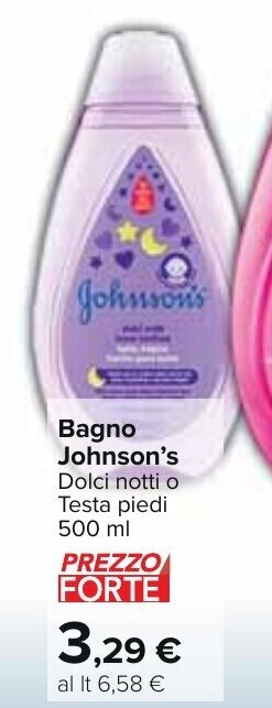 Carrefour Johnson's Bagno Dolci Notti o Testa Piedi 500 ml offerta