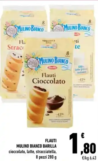 Conad Barilla Mulino Bianco Flauti Cioccolato, Latte, Stracciatella 8 pezzi 280 g offerta