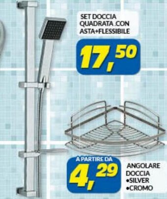 Risparmio Casa Set Doccia Quadrata con Asta+Flessibile offerta