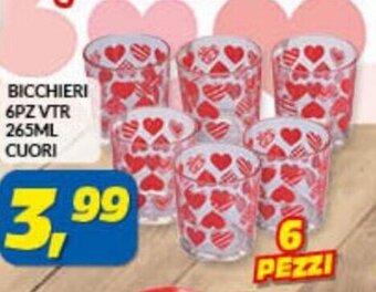 Risparmio Casa Bicchieri 6pz VTR 265ml Cuori offerta