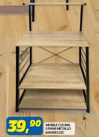 Risparmio Casa Mobile Cucina 3 Piani Metallo 60x40x123 cm offerta
