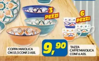 Risparmio Casa Coppa Maiolica cm.15,5 conf. 3 ass. / Tazza Caffe' conf. 6 ass. offerta