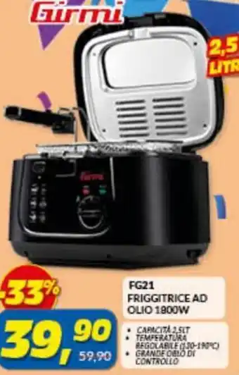Risparmio Casa Girmi FG21 Friggitrice Ad Olio 1800W offerta