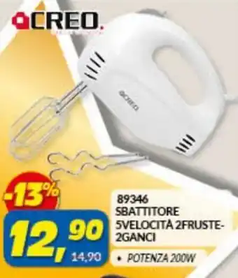 Risparmio Casa Creo 89346 Sbattitore 5 Velocita 2 Fruste-2Ganci offerta