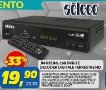 Risparmio Casa Seleco JN-03SJHL-168 DVB-T2 Decoder Digitale Terrestre HD offerta