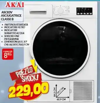 Risparmio Casa Akai ASC83V Asciugatrice Classe B offerta